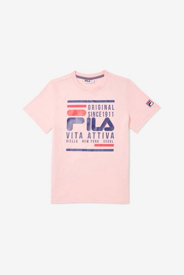 Fila Sleeve Original Fitness Boy's Tee - Pink,NZ 364-59132